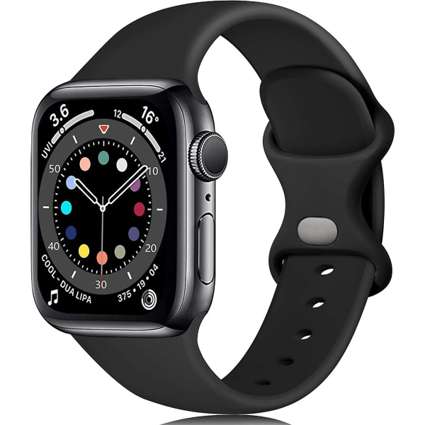 Apple Watch hihnan kanssa yhteensopiva silikonihihna 40 mm 38 mm 41 mm, vaihtohihnat Iwatch Se -sarjaan 8 7 6 5 4 3 2 1, musta, pieni