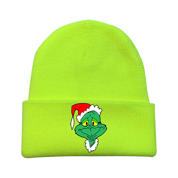 Hvordan Grinch Stjal Julen Strikket Beanie Hat Unisex Mænd Kvinder Vinter Varmt Hat {Db} Fluorescent green D