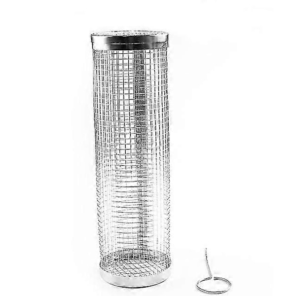 Automatisk Roterende Grill med Justerbar Bredde Spyd, 10 Grillklistremerker & Grillkurv i Rustfritt Stål for Utendørs Matlaging [DB] 30CM