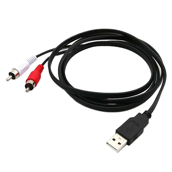 1,5m USB A Hann til 2x RCA Phono Hann AV Kabelledning TV Aux Adapter 1stk {Db}