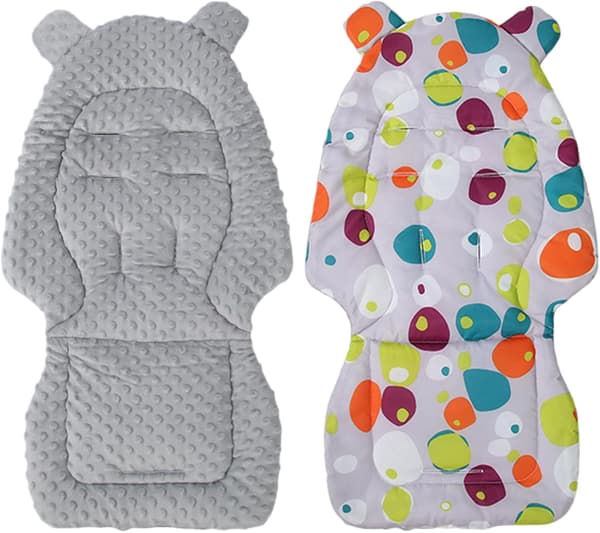 Barnvagnsdyna, Babysitsdyna, Vändbart Bomullsfoder, Huvud- och Höftstöd, Robusta Material, Användning i Barnvagn eller Bilbarnstol, 15.75x31.5[DB] Gray