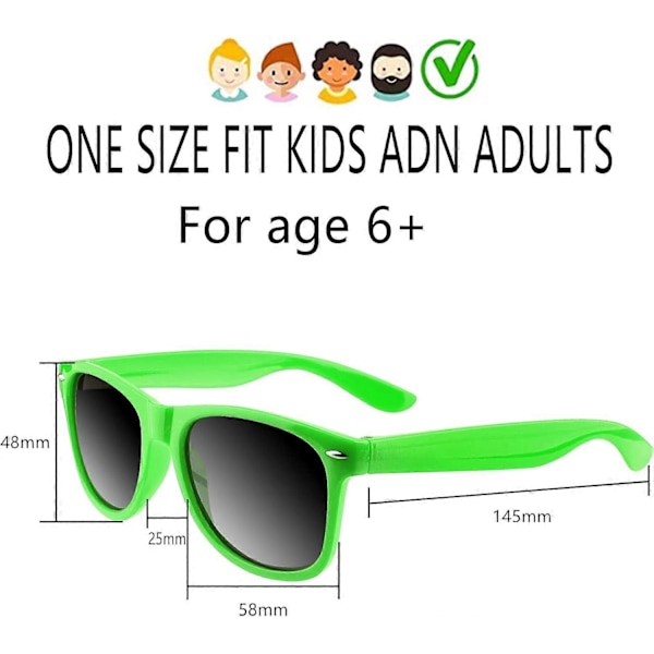 12 Pak Solbriller Neon Farver Solbriller Fest Favorer Goody Bag Fyld Bulk til Fødselsdagsfest Strand Pool Party, 12 Farver{ DB} Green