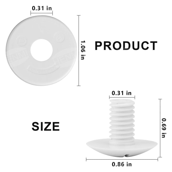 Plastskruer for hjul (6 skruer) til Polaris Pool Cleaner 180/280 + 6 ekstra skiver C-55, hvit