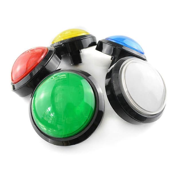 100mm Stor Rund Trykknap LED-belyst med Mikrobryter til DIY Arcade db Blue