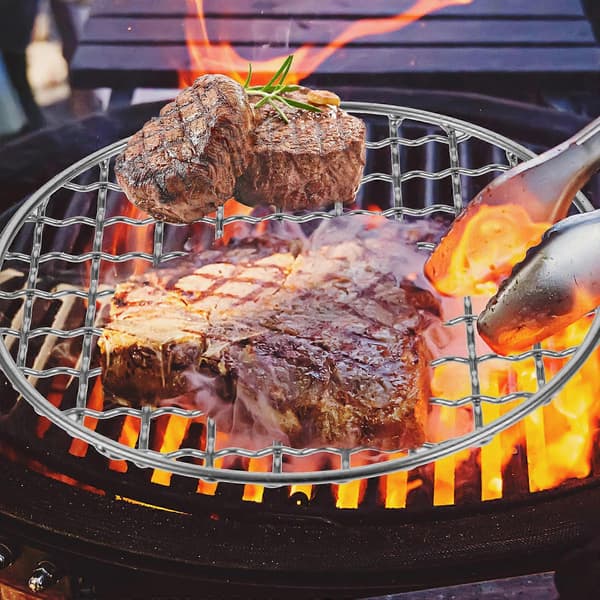Sølv rund grillrist grillnett for grilling av grønnsaker