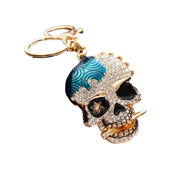 Sej Hodeskalle Nøglering Krystal Rhinestone Nøgleringe Bil Taske Vedhæng Ornamenter Pung DB Blue