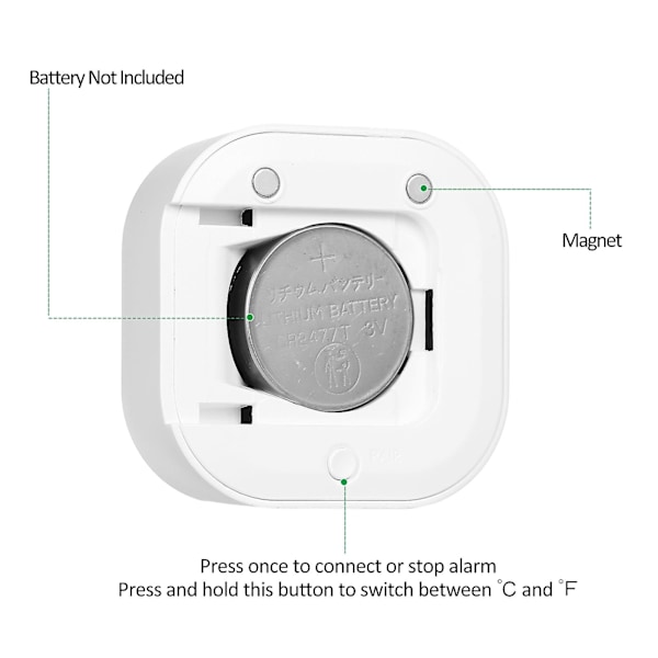 Digital Termometer Hygrometer för iOS/Android Smart Fuktighetstemperaturgivare med Alarm och Datalagring för Växthus [DB] White