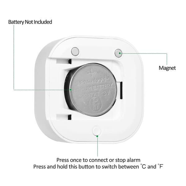 Digital Termometer Hygrometer til iOS/Android Smart Luftfugtighed Temperatur Sensor med Alarm og Dataopbevaring til Drivhus [DB] White