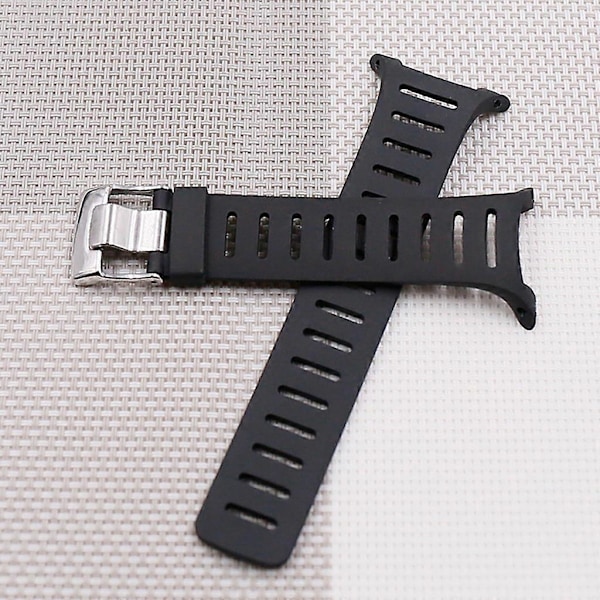 Myk Gummi Urrem med Metallspenne Håndleddsreim med Skrutrekkere for SUUNTO T1 T1C T3 T3C T3D T4C T4D T-serie Smartklokke Tilbehør [DB] Black