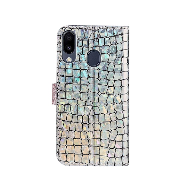 Krokodilskin Glitter Puder Splitsning Plånbok Läderfodral för Samsung Galaxy A40 [DB]