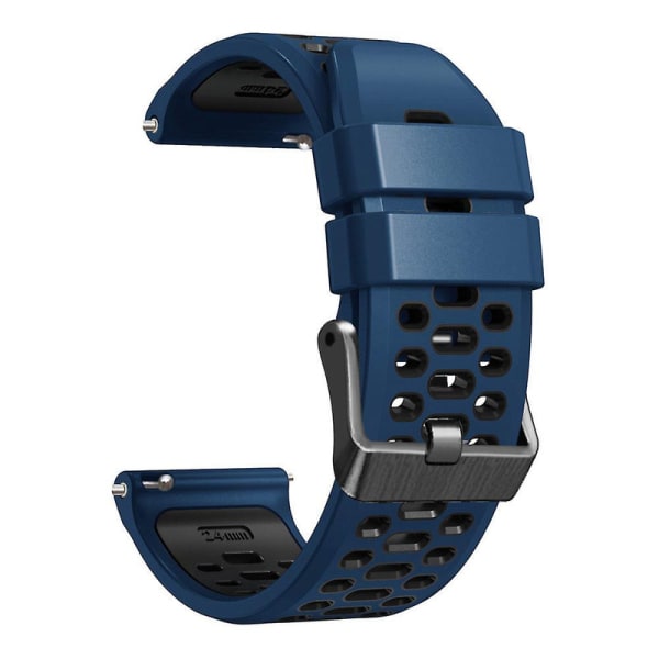 For Suunto 7 / 9 / 9 Baro To-farget Silikonurrem 24mm Multi-hull Design Hurtigutløsing Håndleddsrem Stropp db Dark Blue   Black