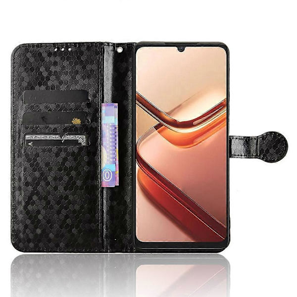 Honeycomb Dot Tekstur Læder Telefon Cover Til Doogee Note 58 / Note 58 Pro [DB] Black