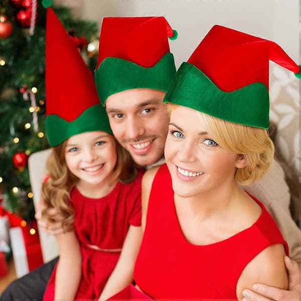 Julefesthatter Nisse spiss lue til dekorasjon 4 stk. Festlig hodeplagg