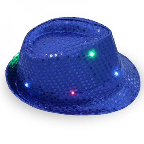 1 stk LED-lysende blinkende paljetthatt Jazz Barnedans Hip Hop Bryllup Fest Juldekorasjon Fest BEW [DB] Navy blue