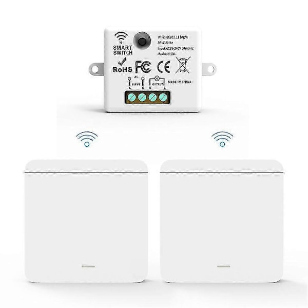 Trådlös Ljus Väggströmbrytare Rf 433mhz Relämottagare Med 2x1-vägs Panelströmbrytare Led Fjärrkontroll Fo [DB]