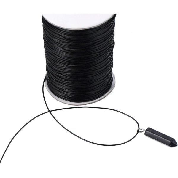 Vaxad imitation läder sladd för flätade halsband - Svart (100 meter)