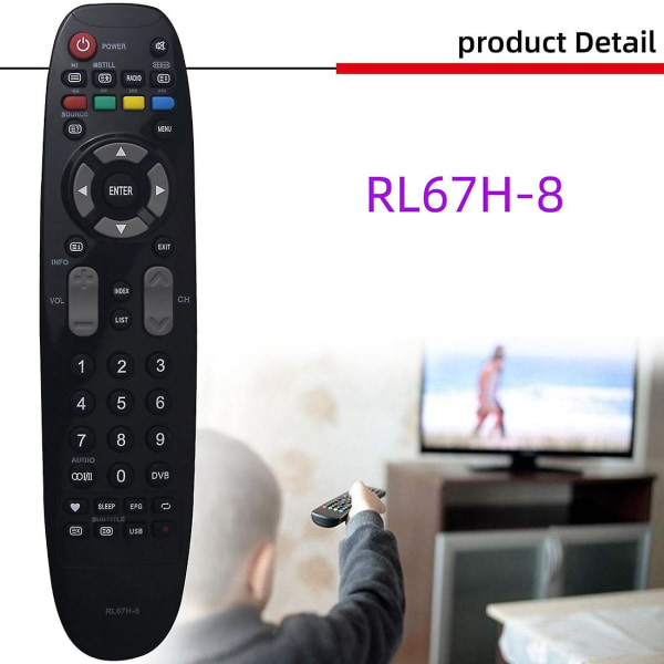 Rl67h-8 TV-fjernkontroll for Changhong TV Tv20a-c35 Lc32ha3 Led50c2000h Led50c2000is Led29b1000s [DB] Black