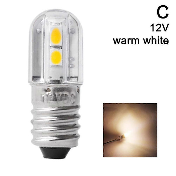 E10 LED Pære 6V 12V Lampe Arbejdslys Varmt Hvid Til Lommelygte Hovedlygte{ DB} 12V Warm white