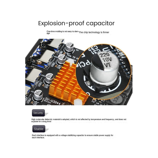 4-porttinen USB 3.0 PCI Express -kortti USB 3.0 PCIe -laajennuskorttisovitin Pcie USB 3.0 -keskitinohjainlaajennuskortti