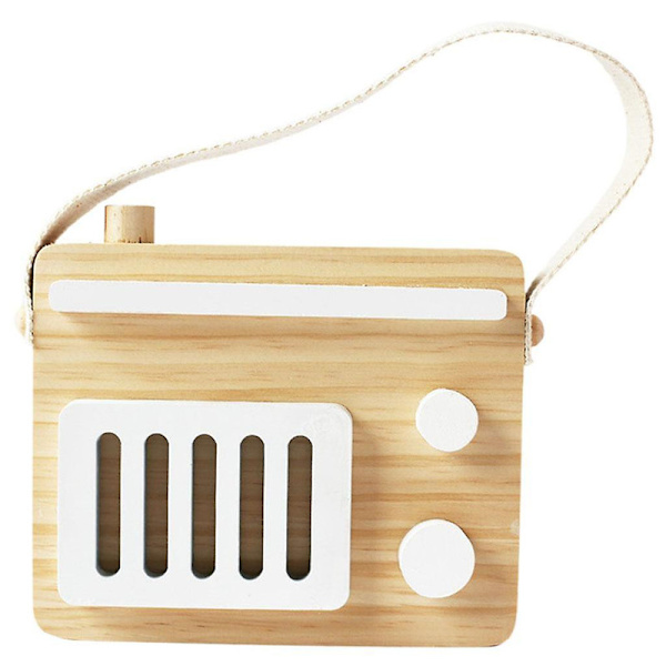 Baby Toy Trä Mini Radio Leksak Lärande Foto Rekvisita Rum Dekor För Pojkar Flickor Vit db white 17x14cm