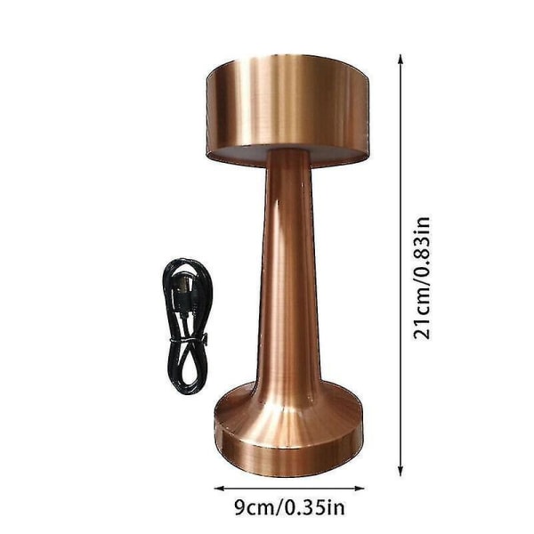 Uppladdningsbar LED-bordslampa med touchsensor, skrivbordslampa, sovrum, restaurang, bar, inredning [DB] Bronze Dumbbell