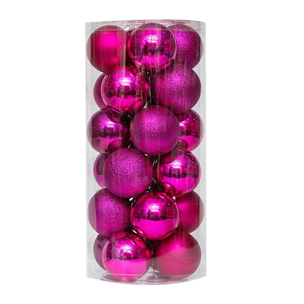 24 st julgranskulor Dekorativa Tjocka Okrossbara Festliga Rekvisita Galvaniserade Pärlemor Kulor Hängsmycken För Jul {db} Rose Red