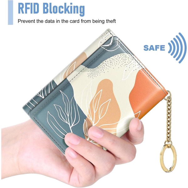 Abstrakt Boho Leaves Card Wallet - Slim Rfid Organizer