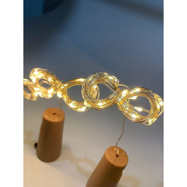 10 st 2 LED-vinflaskkork-fairysträngbatterilampor Bröllopsdekoration [DB] Cool white Cool white