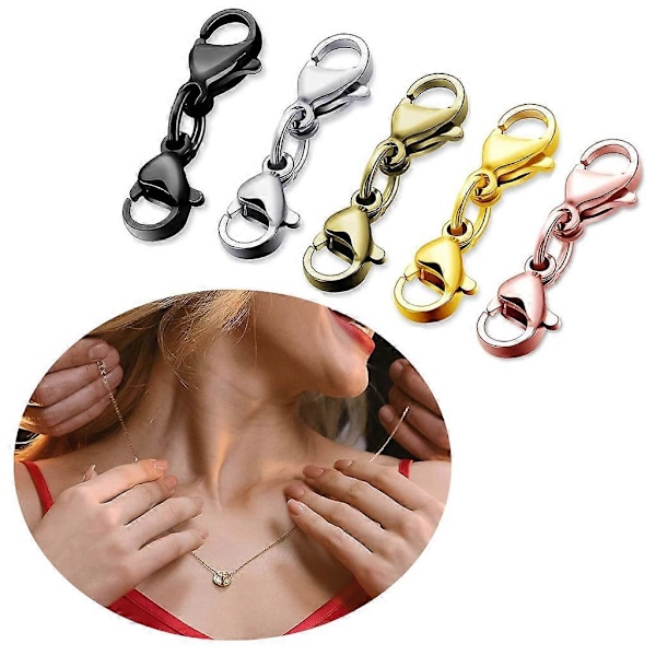 8 st Dubbla Hummerlås Halsband Armband Spänne Koppling Smycken Spännen db Gold