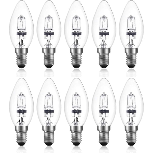 42W E14 C35 Dæmpbar halogenpære AC 220-240V Varm Hvid 2700K e14 transparent halogen lyspære (10 stk) [db]