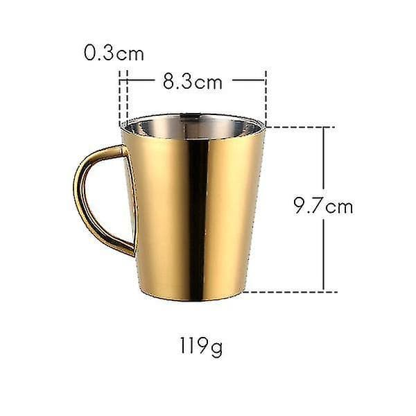 300ml Rostfritt Stål Kaffe Mugg Bärhandtag - Guld db