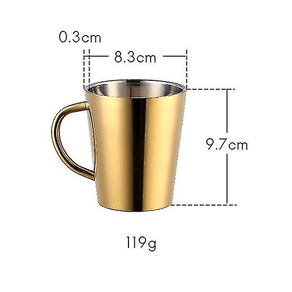 300ml rustfrit stål kaffekop med bærehåndtag - Guld db