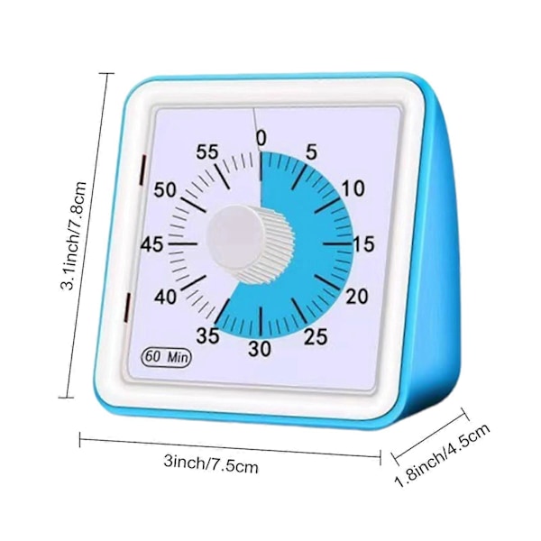 Visuell Nedtellingstimer for Klasserom Møter Kjøkken Stille Magnetisk Timer med Alarm Lettlest Display Intuitiv Visuell Skive Multifunksjonell [DB] Red
