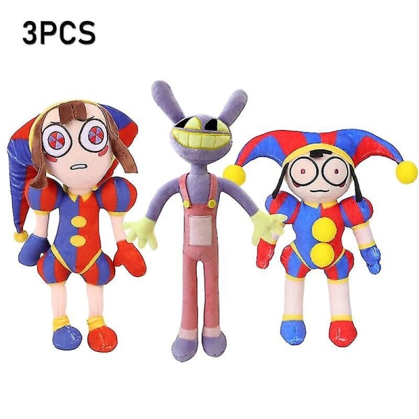 Ny The Amazing Digital Circus Plysch Clown Ragatha Pomni Cartoon Jax Doll Joker Plysch Mjuk Fylld Soffa Dekorera Julgåva [DB] 3pcs-c set