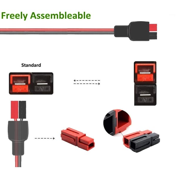 Solcellsadapterkabel - Hane och hona solpanelkabelkit (12awg, 1m/3,2ft)