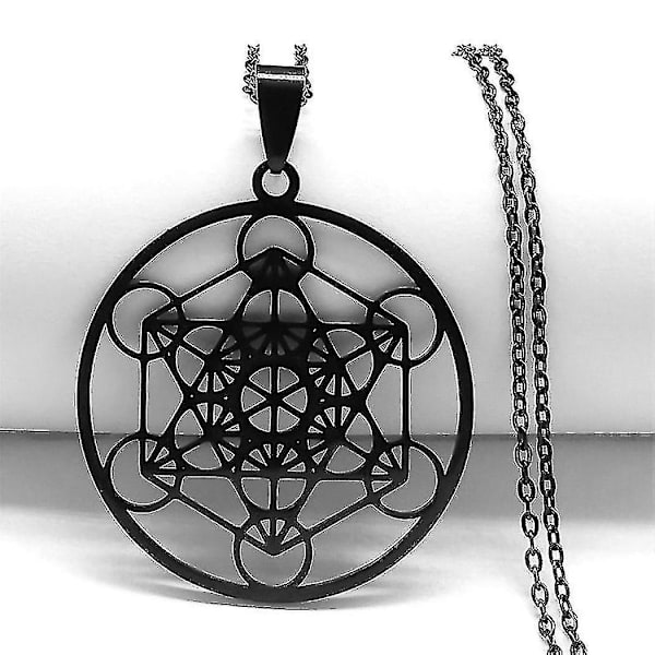 Syv Ærkeengle Amulet Rustfrit Stål Halskæder Mænd Segl af Salomon Talisman Halskæde Beskyttelse Smykker Krave Hombre_lldxm Db cuo 50cm O BK