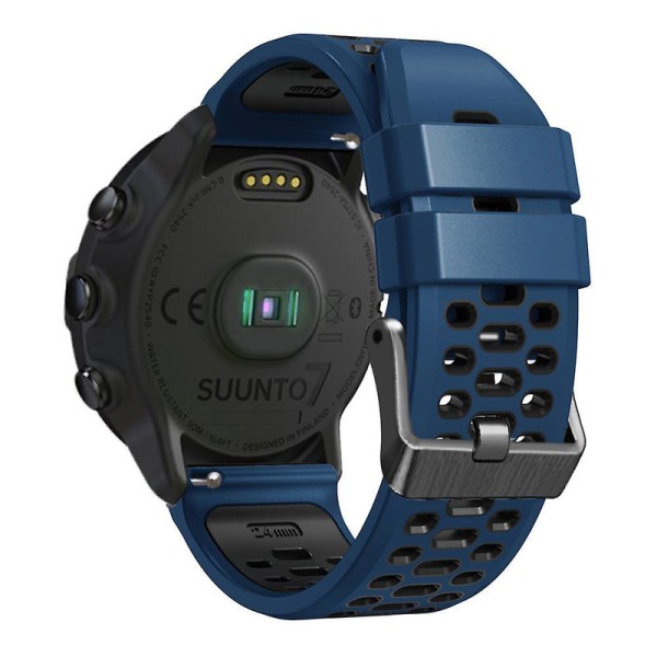 For Suunto 7 / 9 / 9 Baro To-farget Silikonurrem 24mm Multi-hull Design Hurtigutløsing Håndleddsrem Stropp db Dark Blue   Black