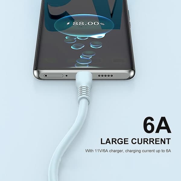 1m USB til Type-C 6A Hurtigopladningskabel Candy Farve Silikone Datakabel db Blue Style A