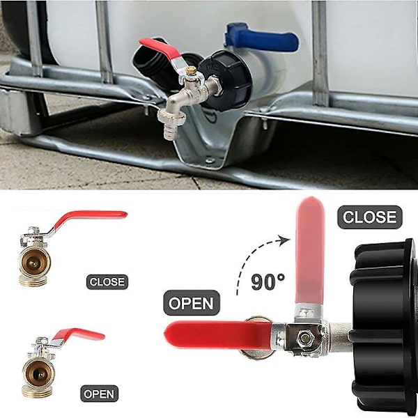 1000l Tankhane 1000 Liter Regnvandshøster Ibc Tankadapter 1/2 Gevindforbindelse Pp Messing Tankhætteadapter 60mm Groft Gevind Haveslangefitting