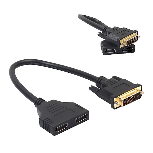 Dobbel HDMI-kompatibel Hun til DVI 24+1 Hannen Adapterkabel Tosidig Konverteringsledning Da Db Black