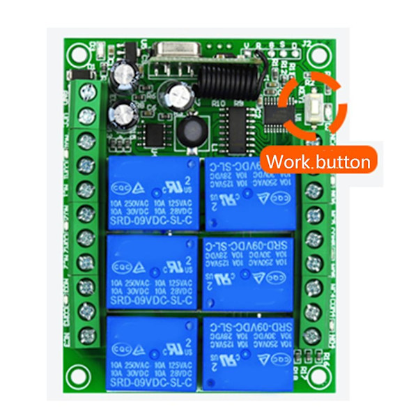 Langaton Kaukosäädin Kytkin Dc 12v-36v 6ch Relae Vastaanotin Moduuli 6 Kanavaa {DB} 315MHZ
