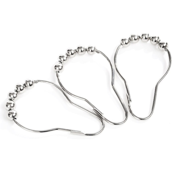 12x Pakke Rustfrit Stål Bruseforhængsringe med Glidende System, 12 Enkeltkroge, 70x40mm