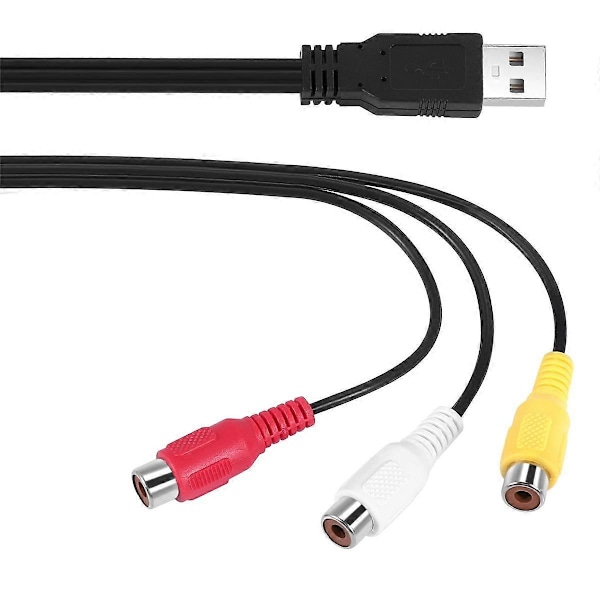 USB til 3RCA Kabel USB Hunn til 3 Rgb Video AV Kompositt Adapter Konverterer Kabelledning Kontakt Lea [DB] Black