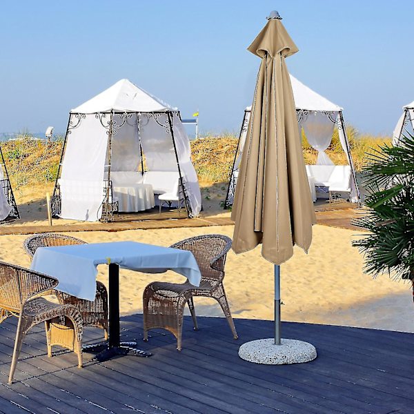 Db 3m Pyöreä Puutarhavarjo Ulkoilma Patio Aurinkovarjo Katos 3m 6/8x Varsi 300cm x 8k Tan