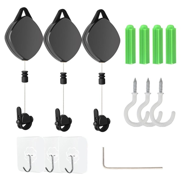 3 stk. VR-hjelmkabelholder, automatisk kabeltromleboks til / Vive Pro / Flaws kabelstyring [DB] Black  white