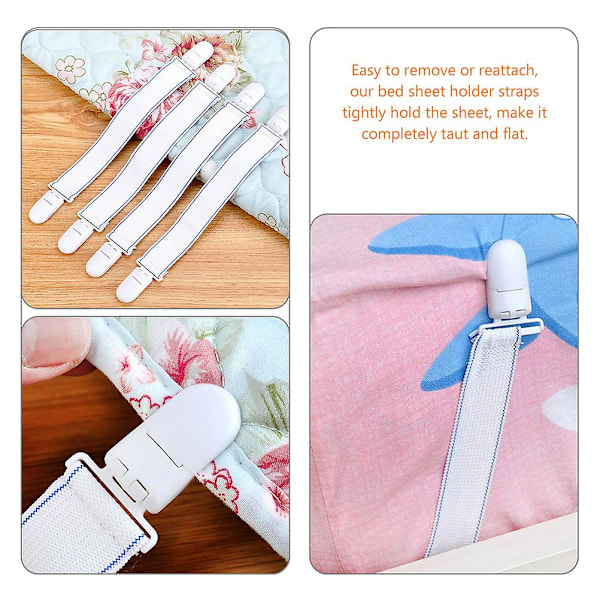 12 stk Senglakenstropper Justert Senglaken Klips Stropper Senglaken Festemidler Klips {DB} 15x2.5CM White