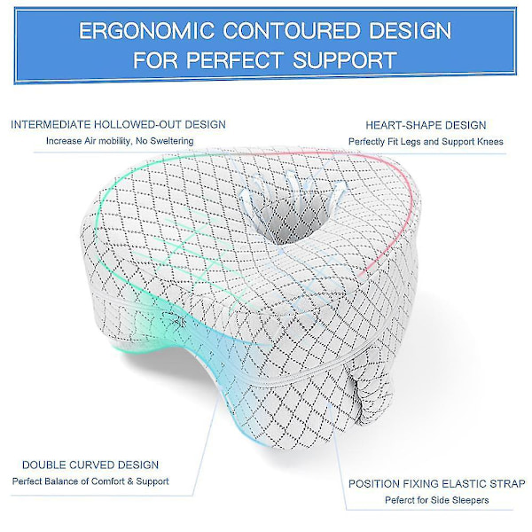 Hjerteformet ortopedisk pute for ben, kilepute med knestøtte, isjiasputer, kroppspute [DB] Gray