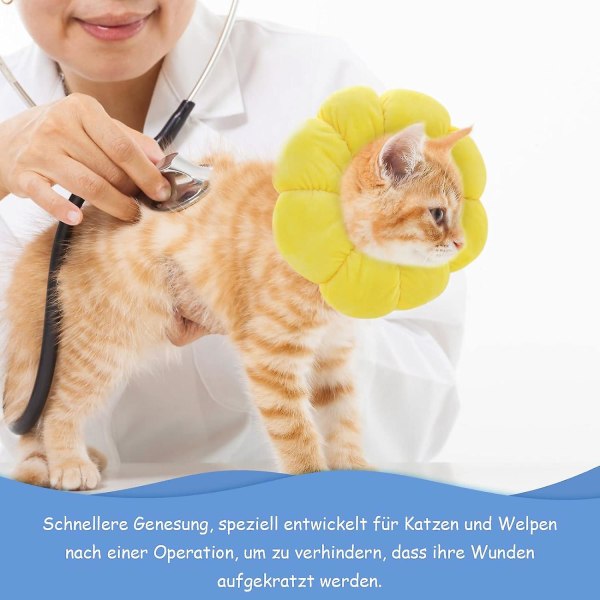 Justerbart kattehalsbånd, anti-slikkehalsbånd, kattebeskyttelseshalsbånd etter operasjon, gjenopprettingshalsbånd til kjæledyr, passer hodeomkrets 11-24 cm(er)