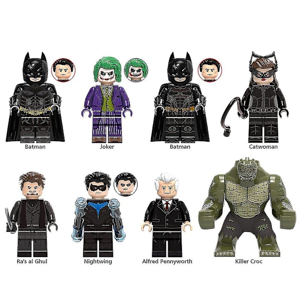 8 st  Serie Minifigurer Byggklossar Kit, Batman Joker Monterade Mini Actionfigurer Leksaker Set Barnpresenter Db