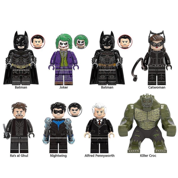 8 stk serie minifigurer byggeklosser, Batman Joker montert mini actionfigurer Lekesett Barnegaver Db